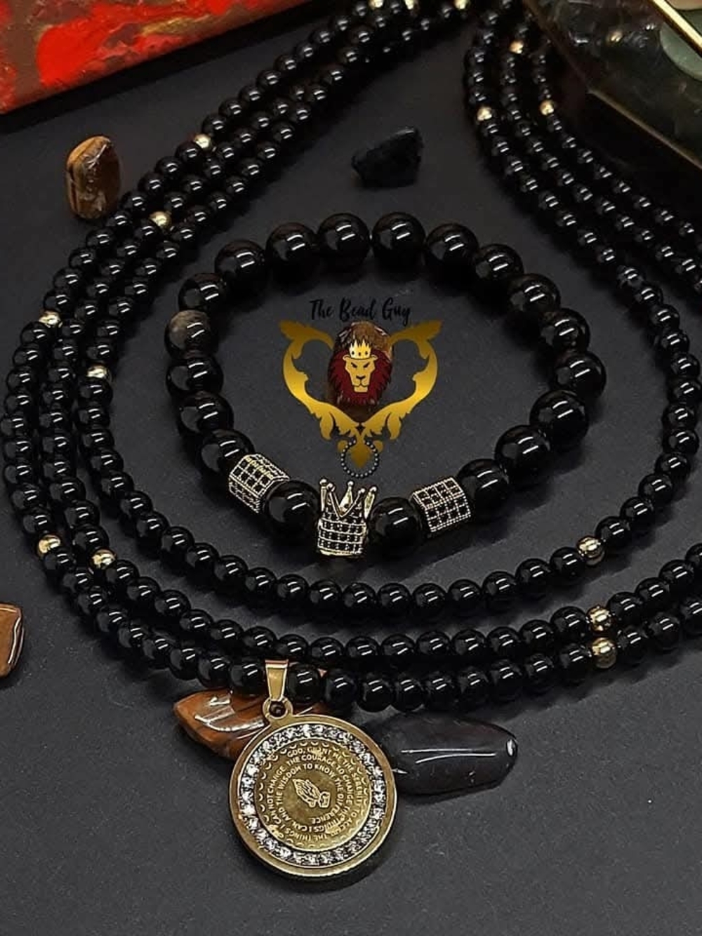 TBG Black Onyx Bead Necklace & Bracelet Set